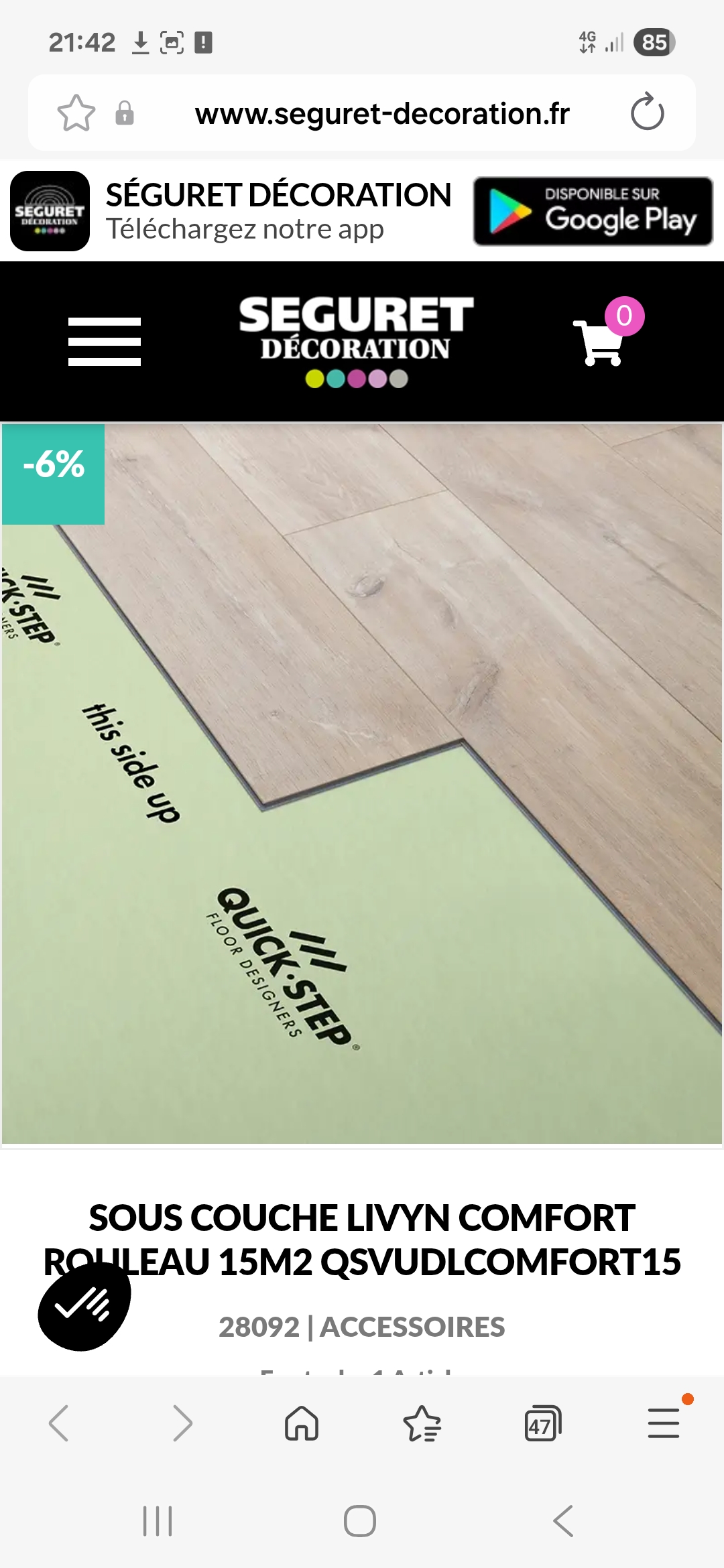 Feutrine sous couche Quick Step